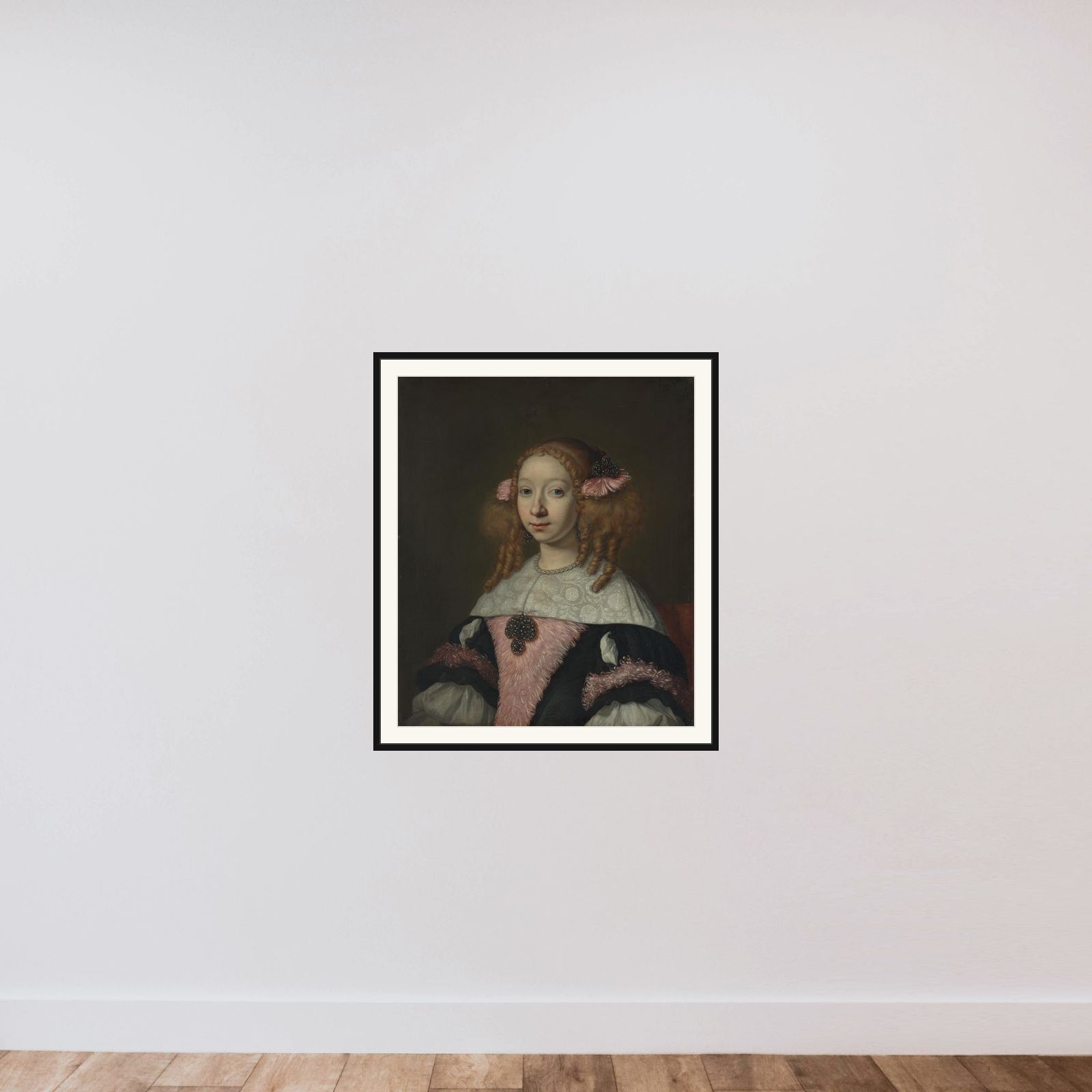 Adriana Jacobusdr Hinlopen (1646-1736), Wife of Johannes Wijbrants framed — shown to scale