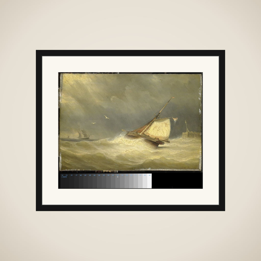 Rough Sea with Sailing Vessels framed