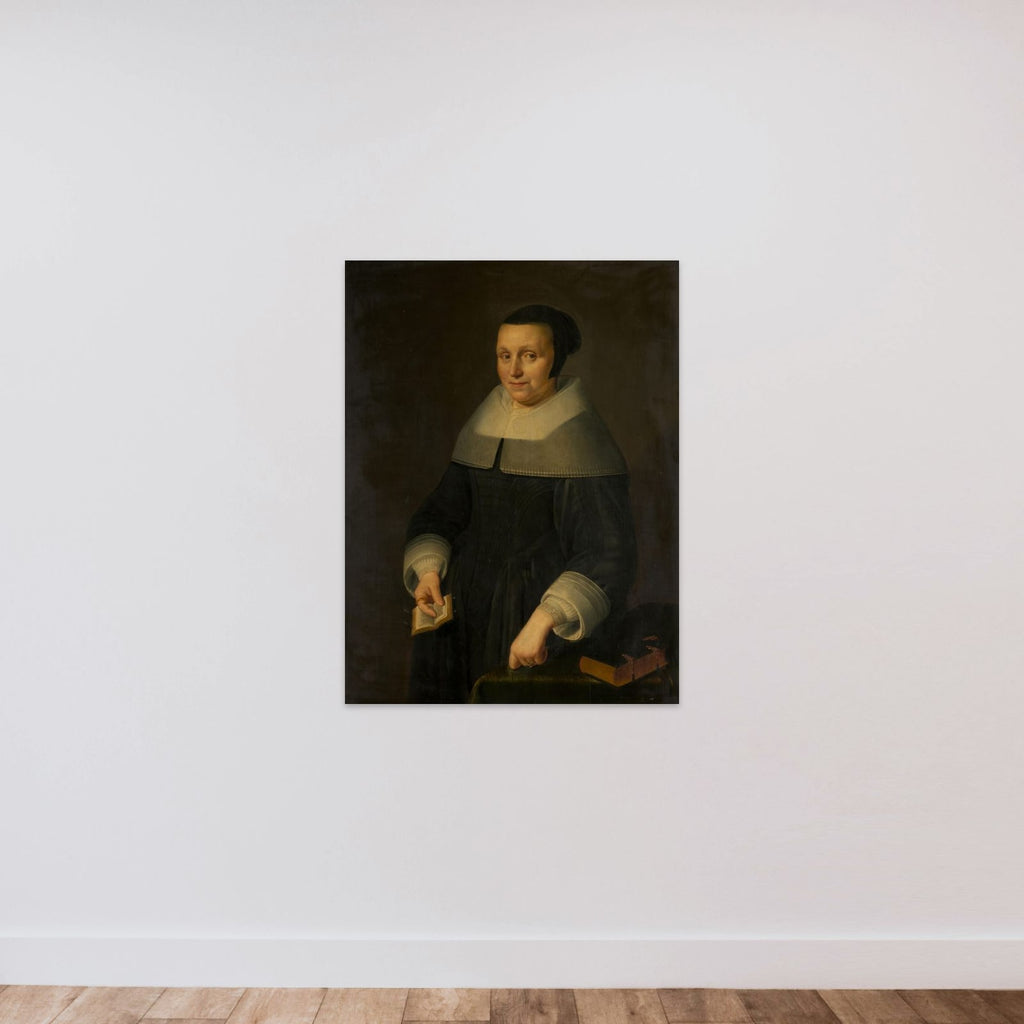 Portrait of a Woman, possibly Elsje van Houweningen, Wife of Willem van Velden unframed — shown to scale