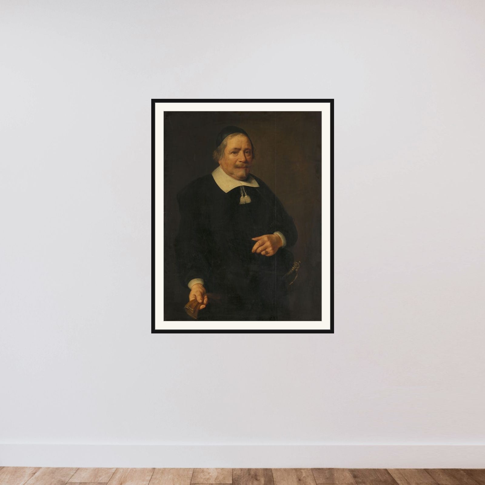 Portrait of a Man, presumably Willem van Velden, Secretary to Hugo de Groot framed — shown to scale