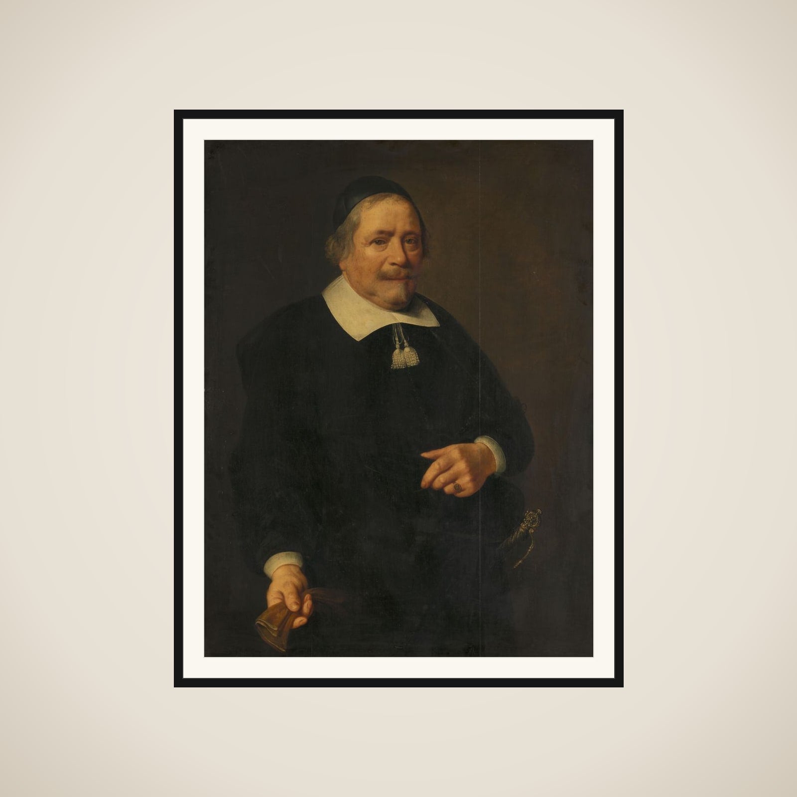 Portrait of a Man, presumably Willem van Velden, Secretary to Hugo de Groot framed