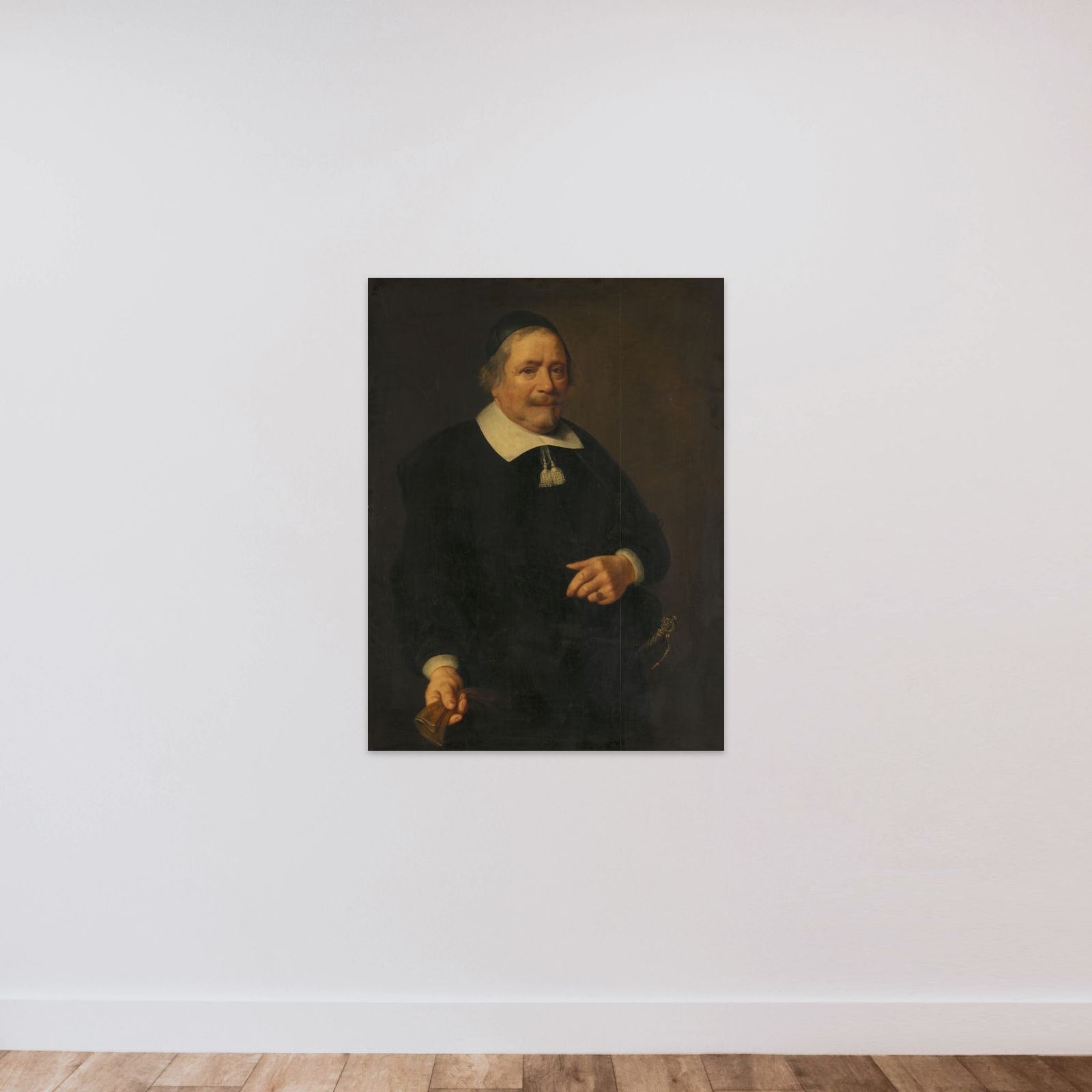 Portrait of a Man, presumably Willem van Velden, Secretary to Hugo de Groot unframed — shown to scale