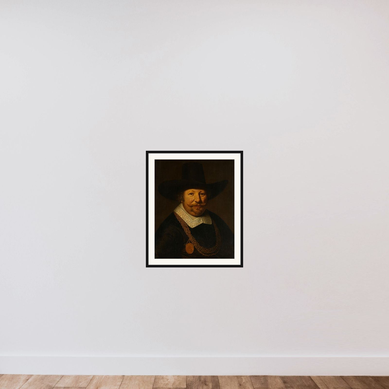 Portrait of Joos van Trappen, called Banckert, Vice-Admiral of Zeeland framed — shown to scale
