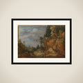 Rocky Landscape with Deer and Goats framed