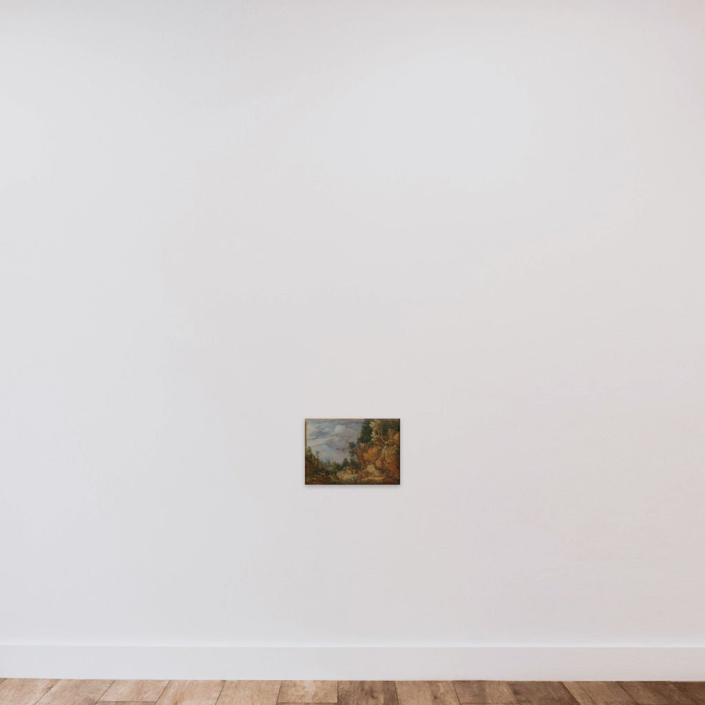 Rocky Landscape with Deer and Goats unframed — shown to scale