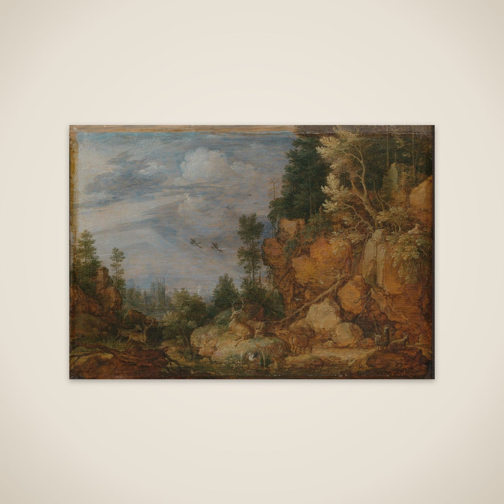 Rocky Landscape with Deer and Goats unframed print