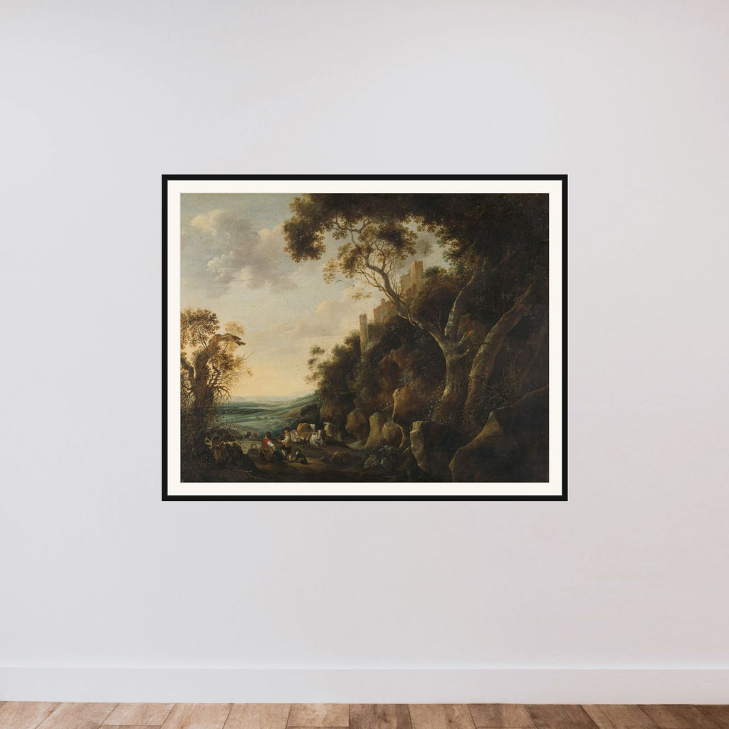 Landscape with Herdsmen framed — shown to scale