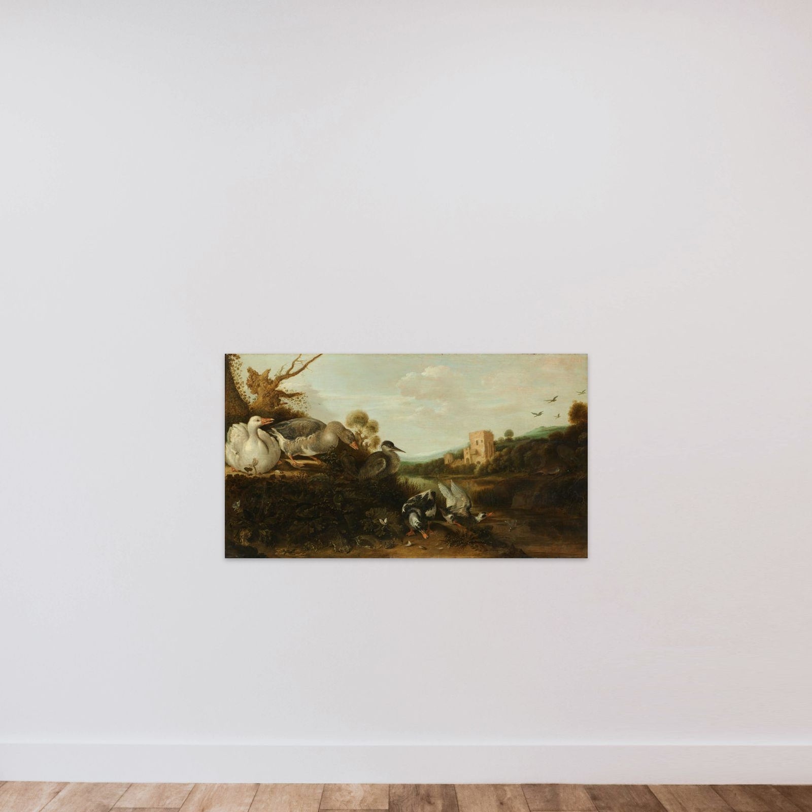 Waterfowl unframed — shown to scale