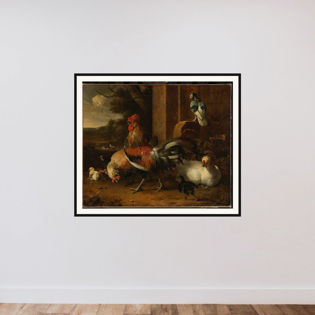 A Poultry Yard framed — shown to scale