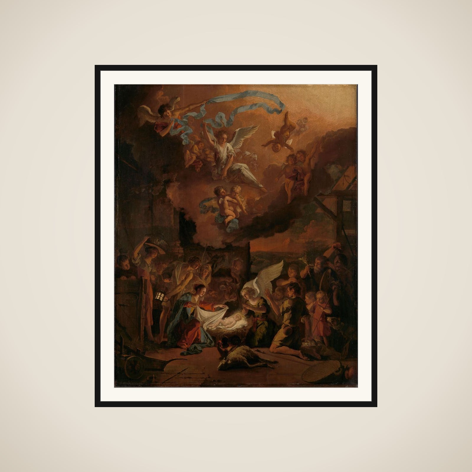 The Adoration of the Shepherds framed
