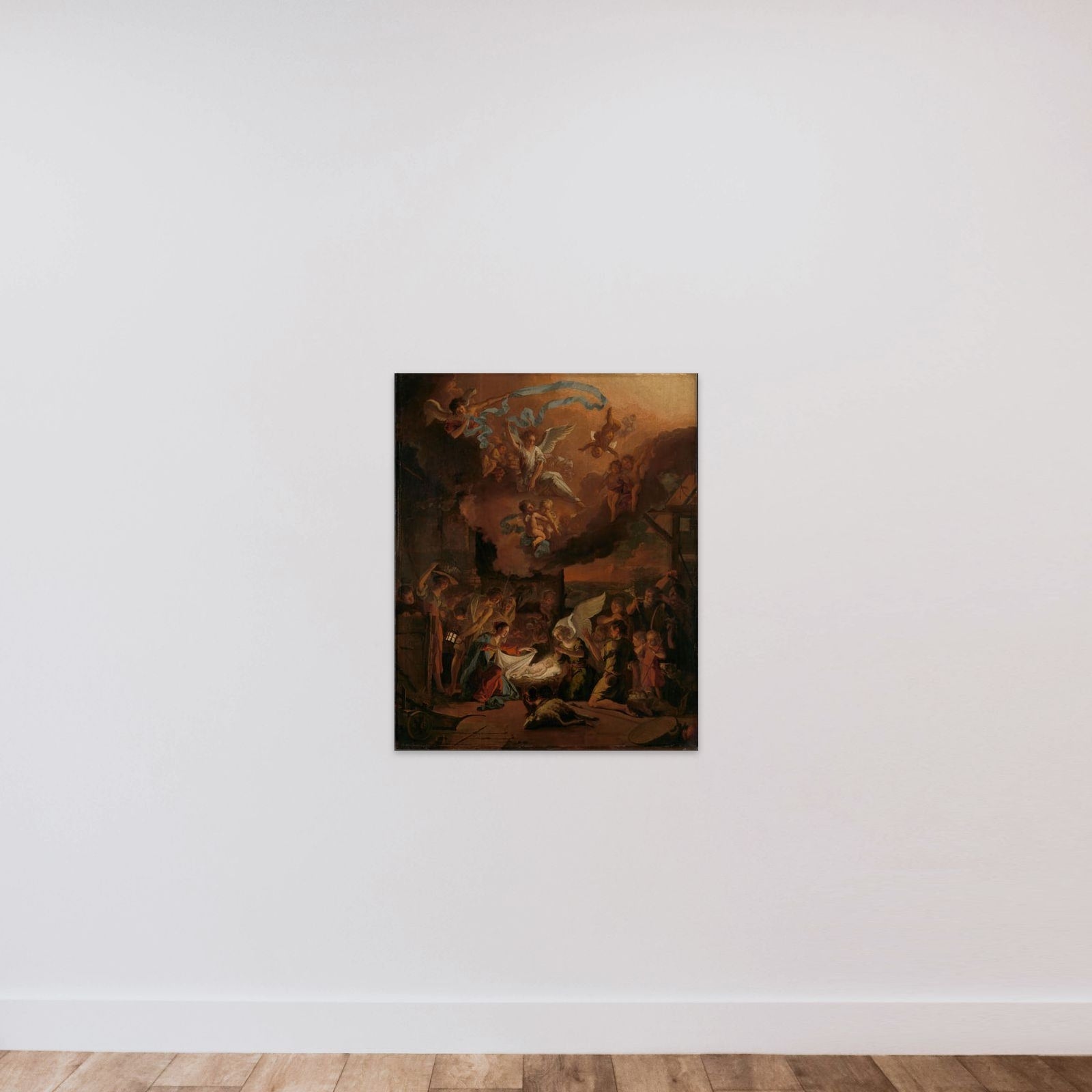 The Adoration of the Shepherds unframed — shown to scale