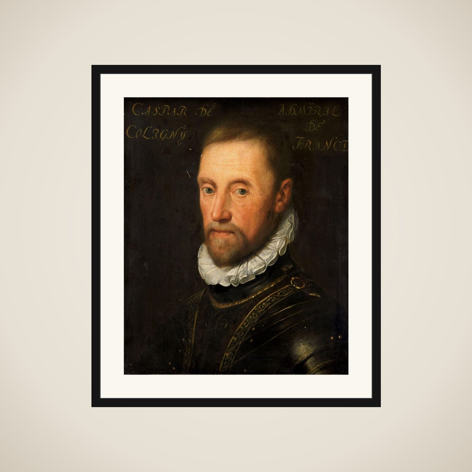 Portrait of Gaspard de Coligny (1517-72) framed