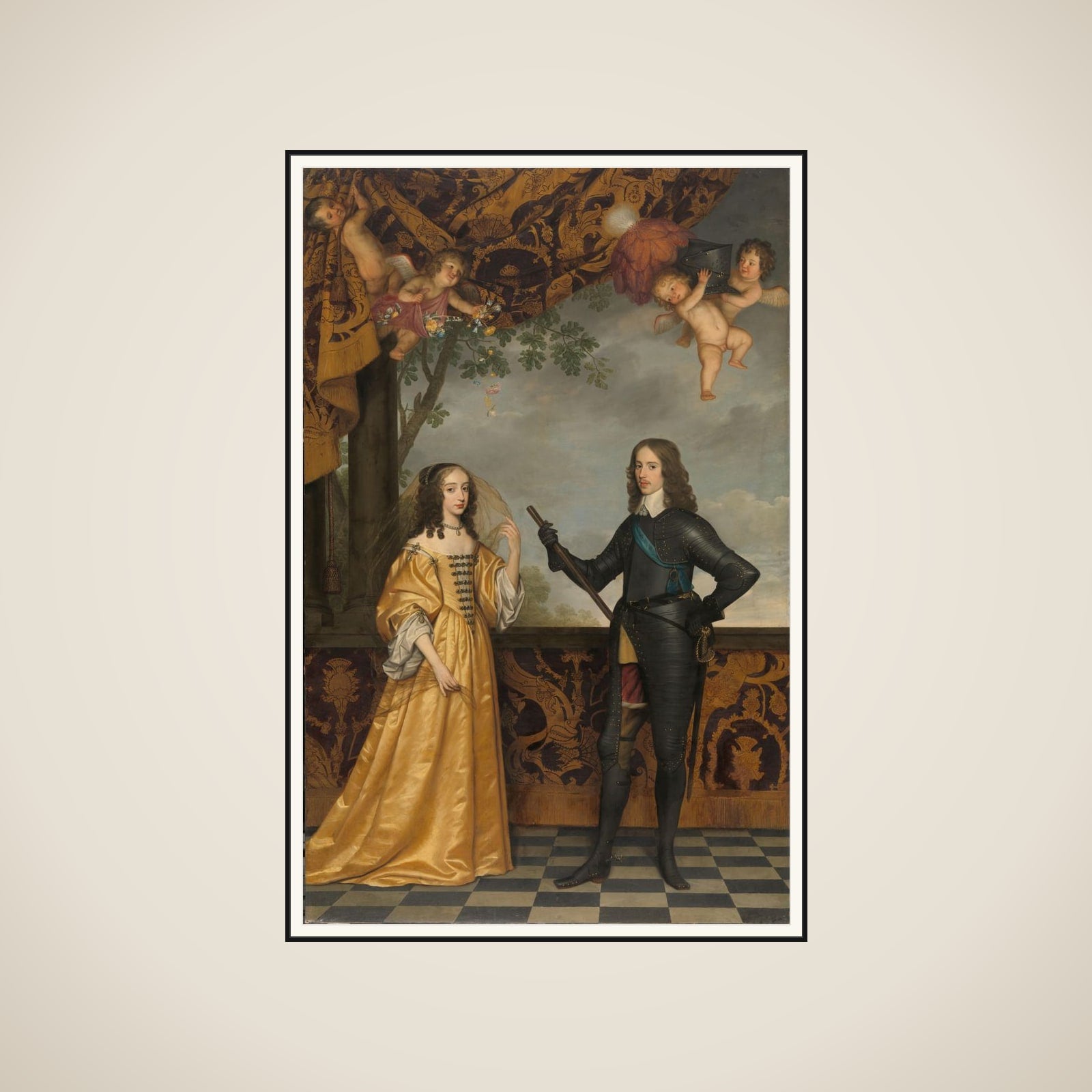 Portrait of Willem II (1626-1650), Prince of Orange, and his Wife Mary Stuart (1631-1660) framed
