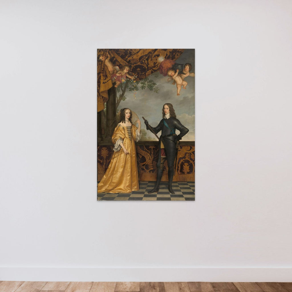 Portrait of Willem II (1626-1650), Prince of Orange, and his Wife Mary Stuart (1631-1660) unframed — shown to scale