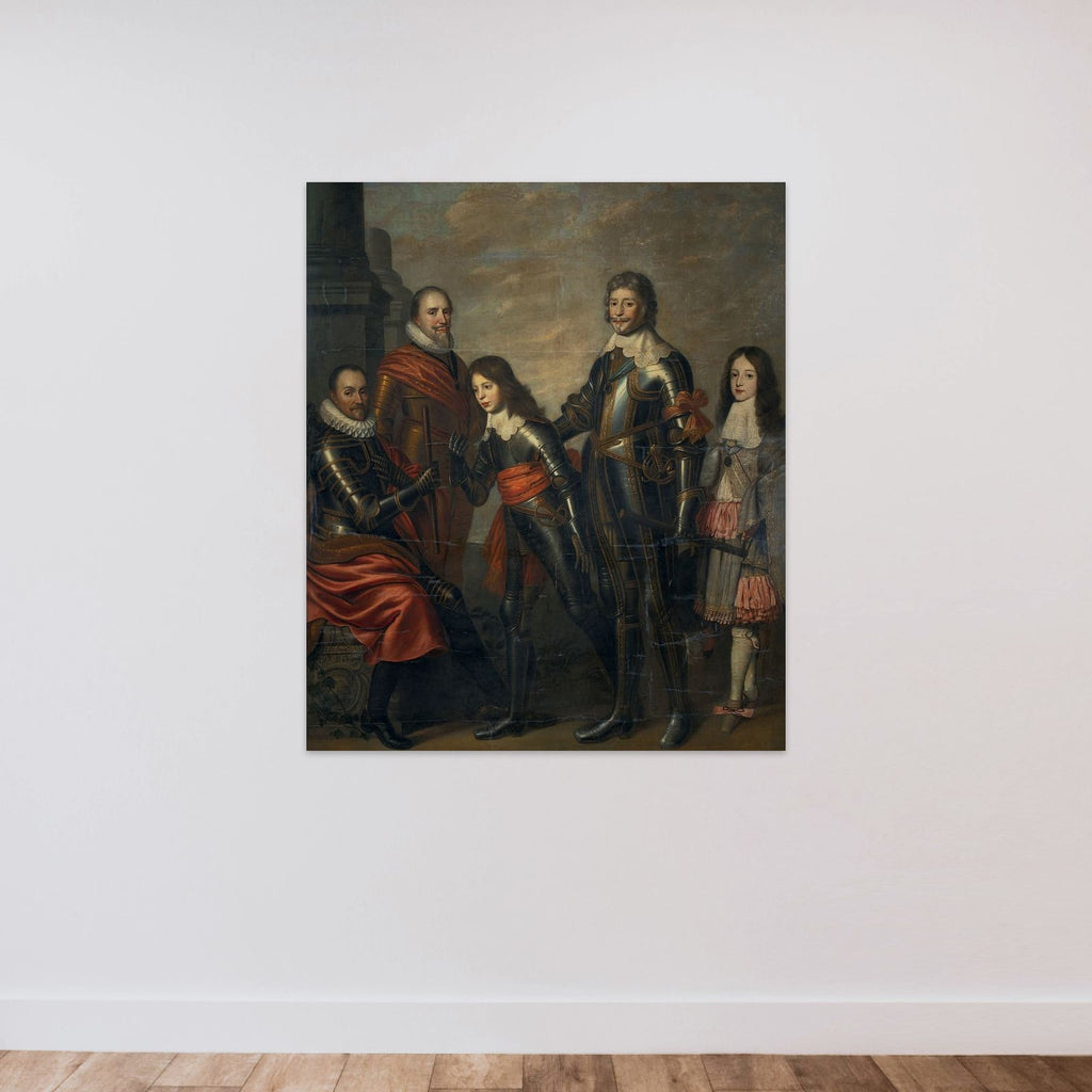 Four Generations of the Princes of Orange: William I, Maurice and Frederick Henry, William II and William III unframed — shown to scale