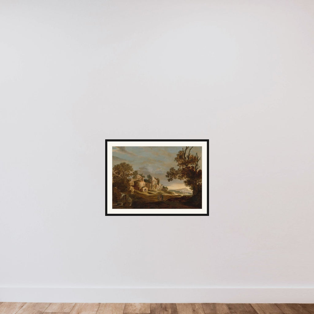 Landscape with Journey to Emmaus framed — shown to scale