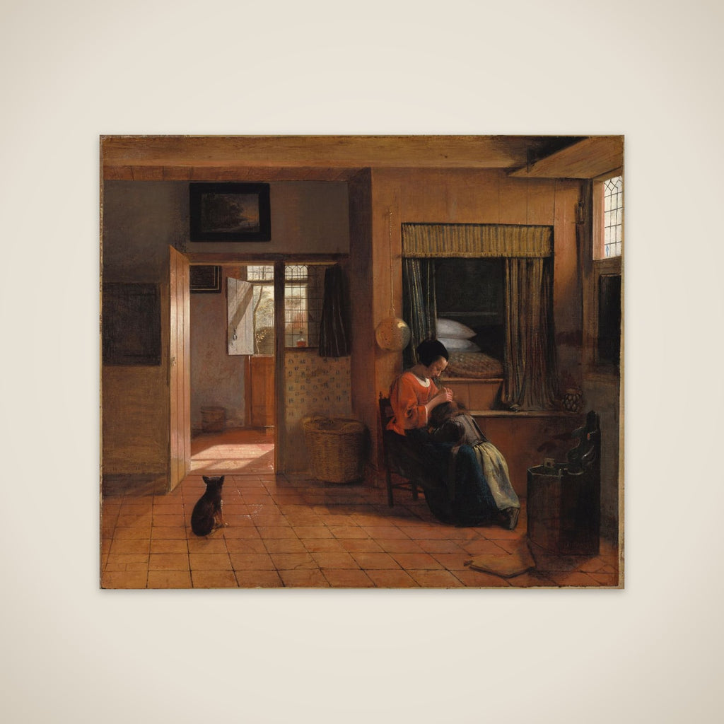 Interior with a Mother Delousing her Child's Hair, known as 'A Mother's Duty' unframed print