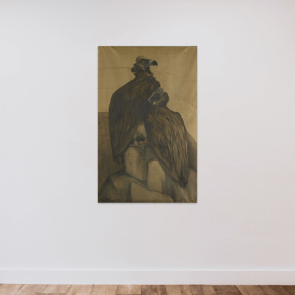 Two Arabian Vultures unframed — shown to scale