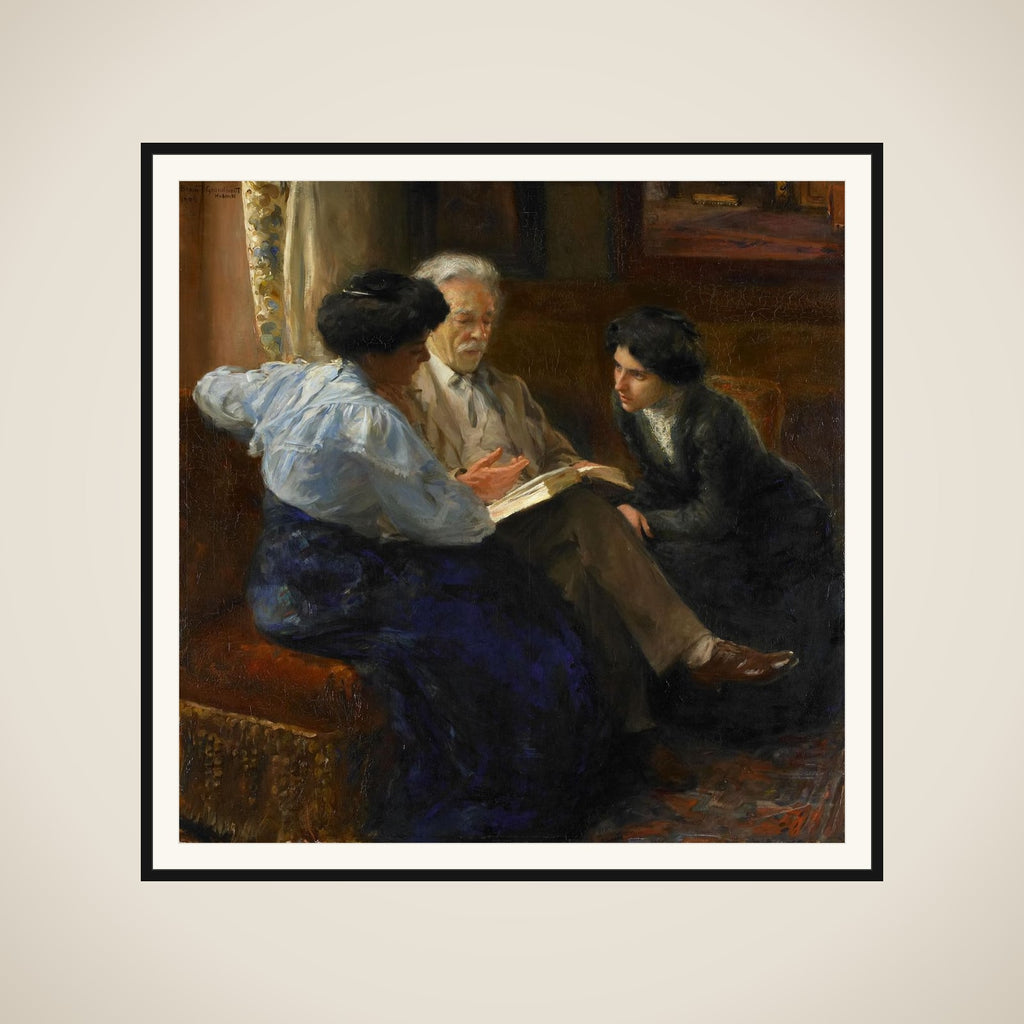 Alphons Marie Antoine Joseph Grandmont (1837-1909), the Artist's second husband, Tutoring two Italian Girls framed