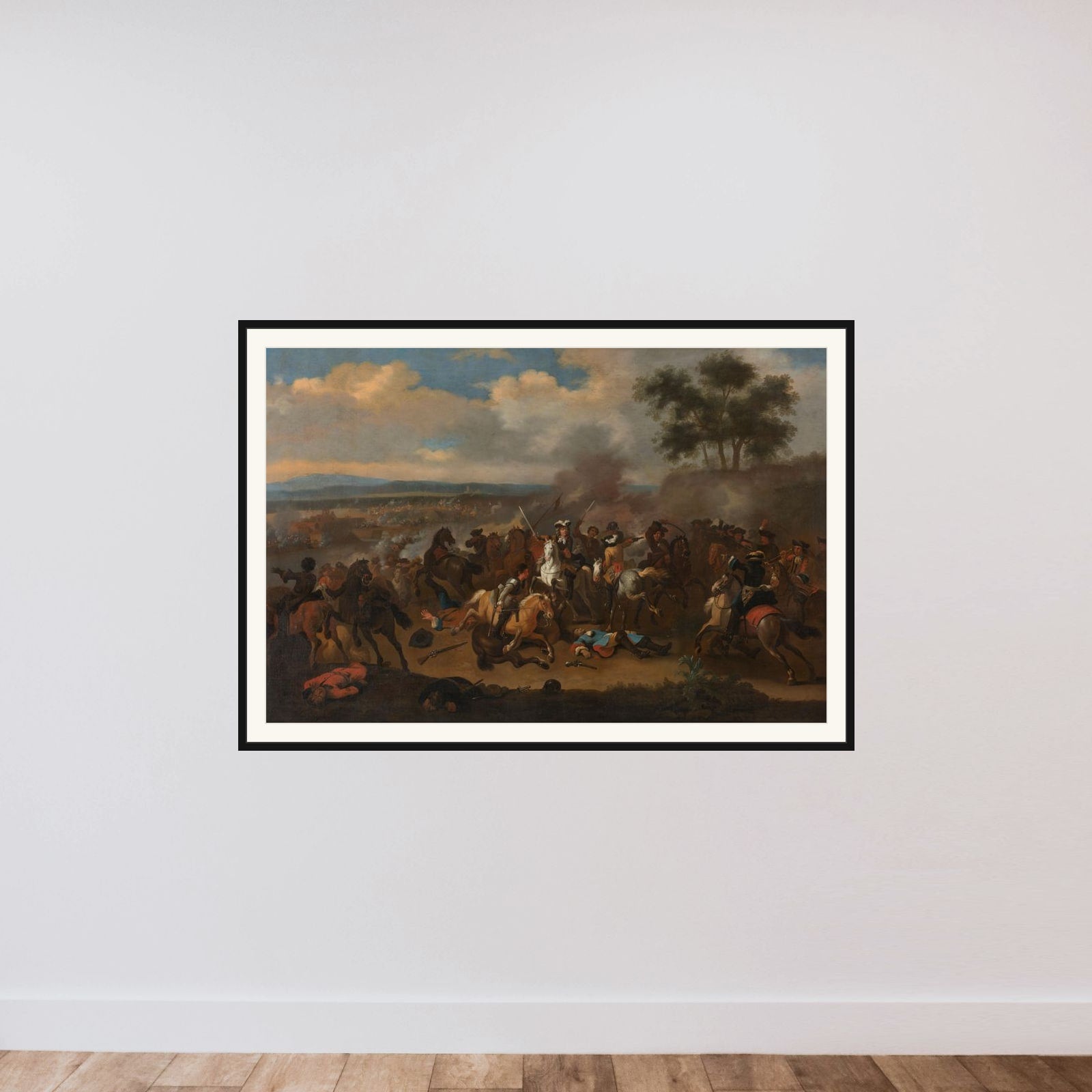 The Battle of the Boyne, Ireland, between Kings James II and William III, 12 July 1690 framed — shown to scale