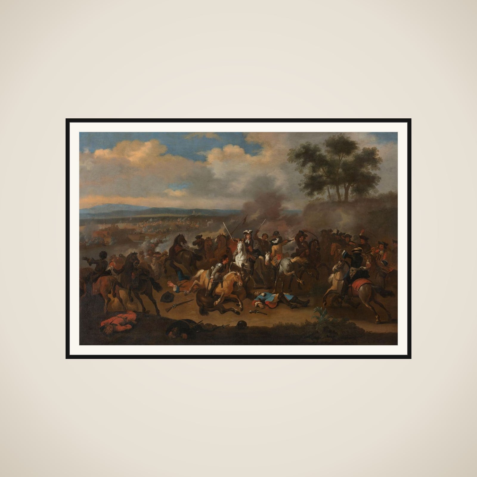 The Battle of the Boyne, Ireland, between Kings James II and William III, 12 July 1690 framed