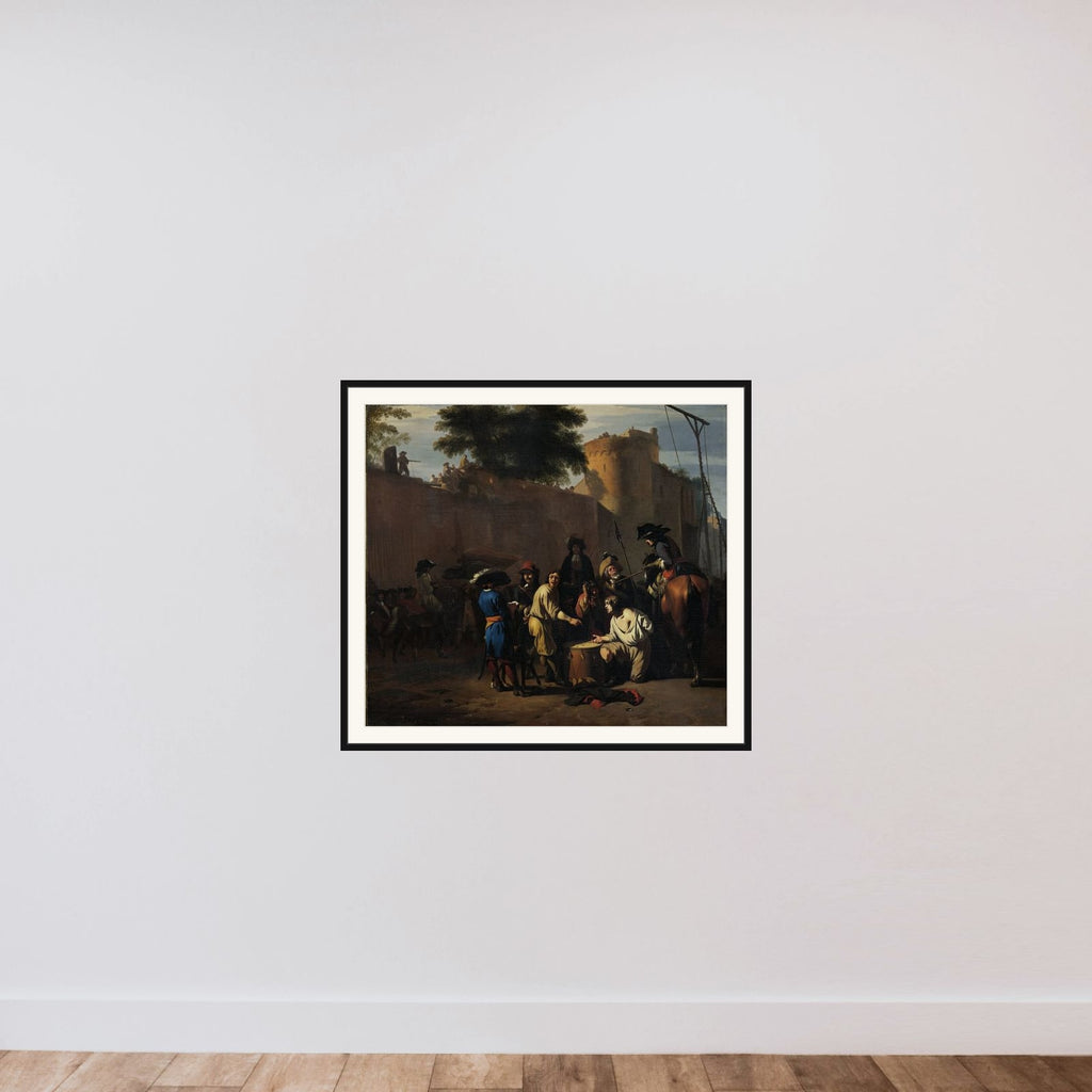 Casting the Dice for Life or Death framed — shown to scale