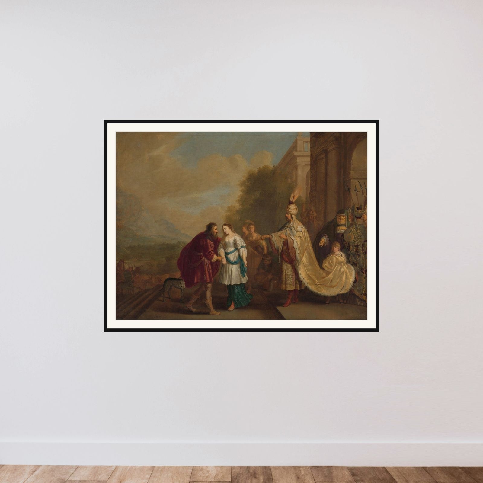 Abimelech, King of Gerar, gives Sarah back to Abraham framed — shown to scale