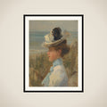 A Young Woman looking out over the Sea framed
