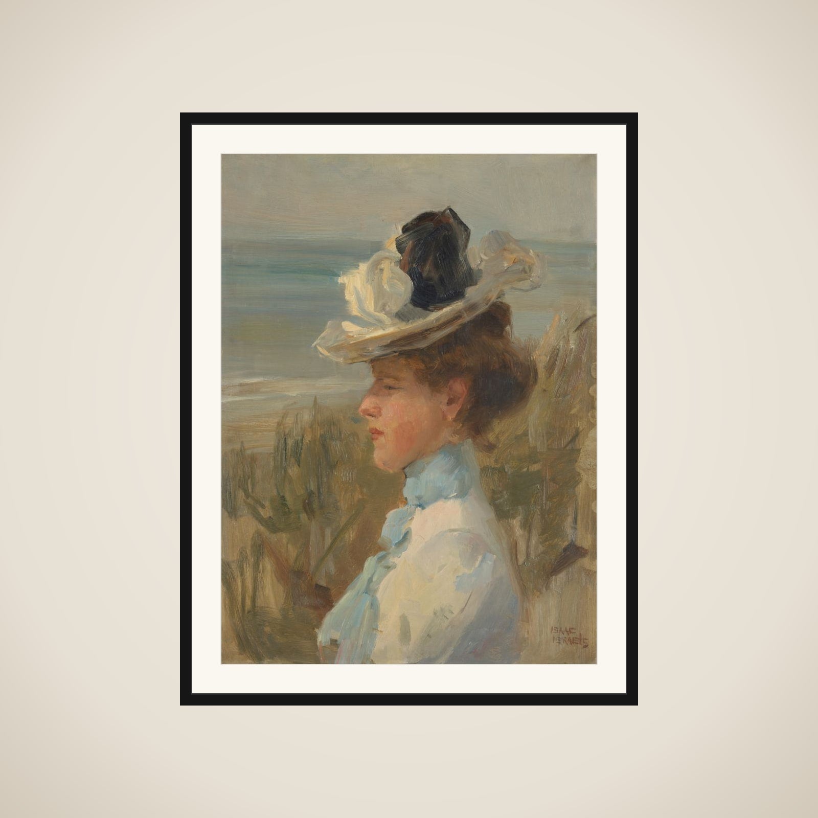 A Young Woman looking out over the Sea framed
