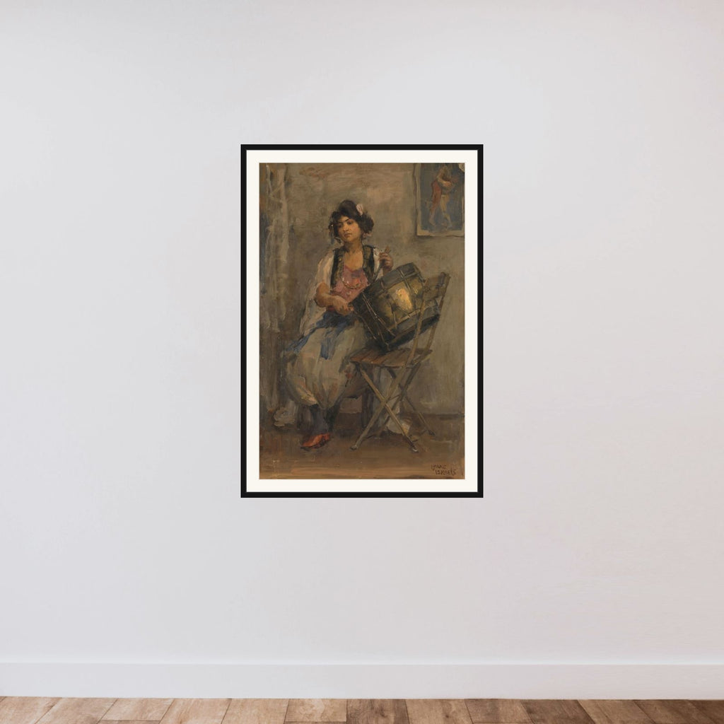 The Lady Drummer framed — shown to scale