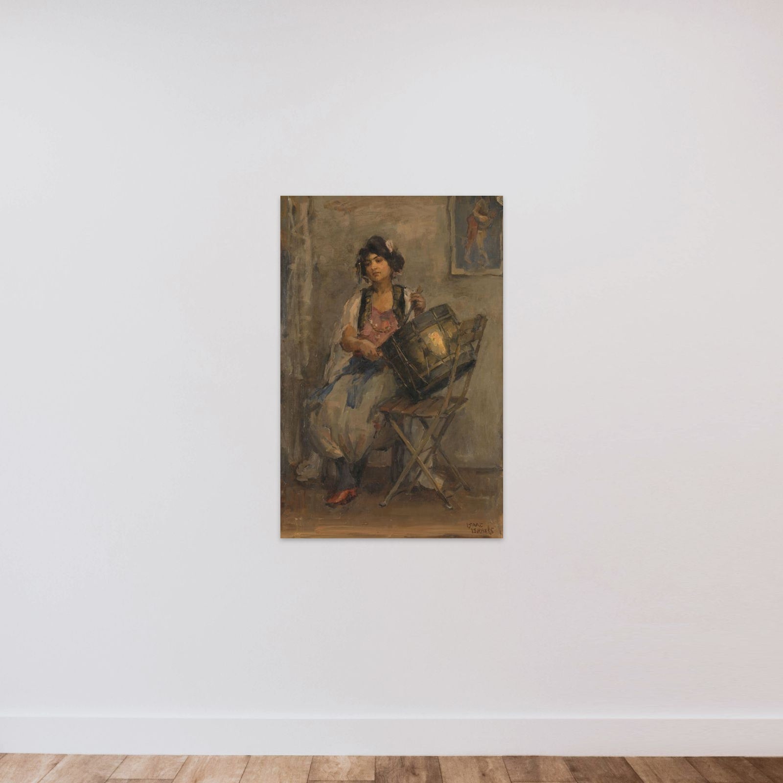 The Lady Drummer unframed — shown to scale