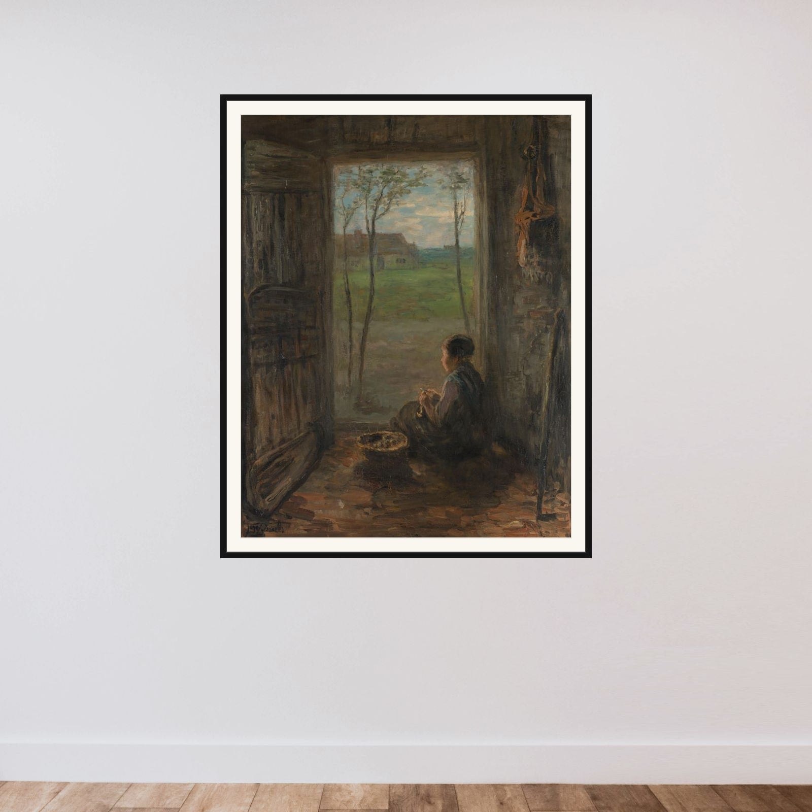 A Scene of Life in Laren framed — shown to scale