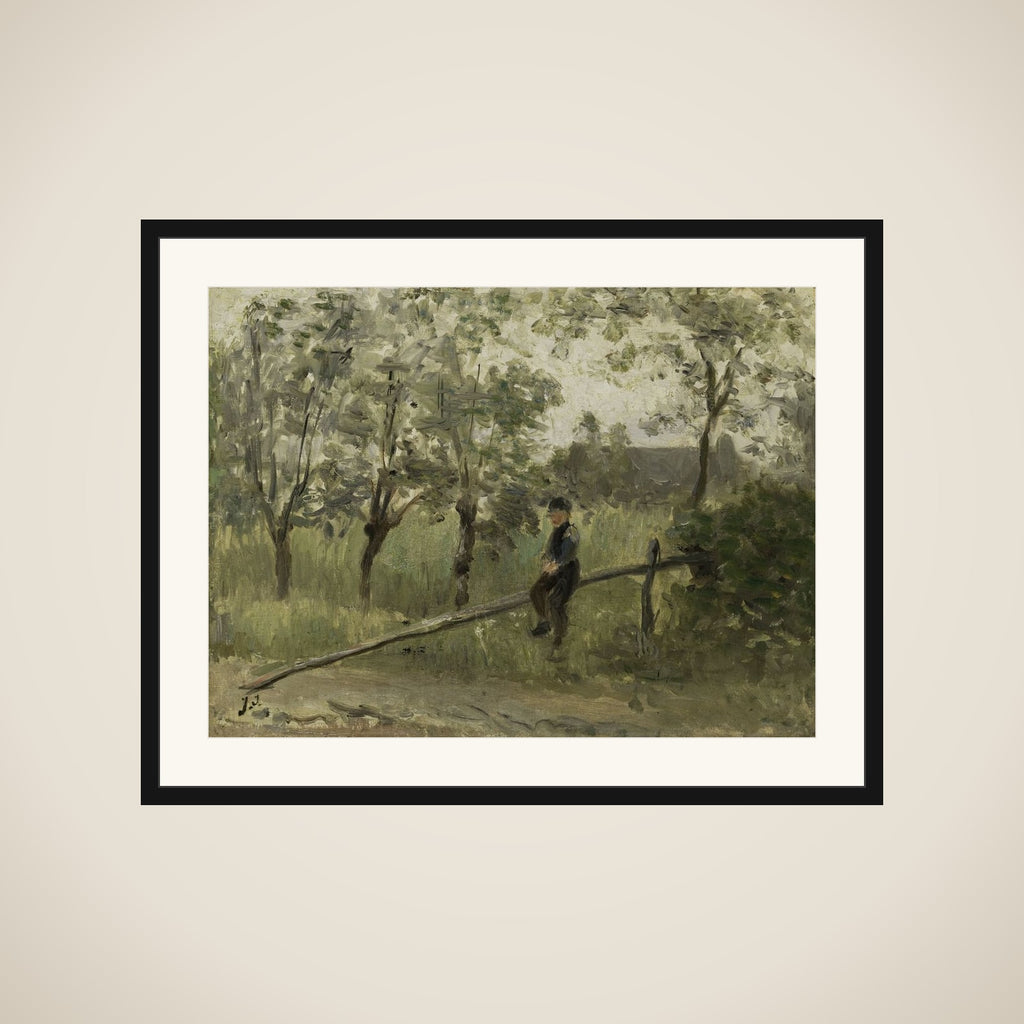 Country Boy on a Pole Barrier framed