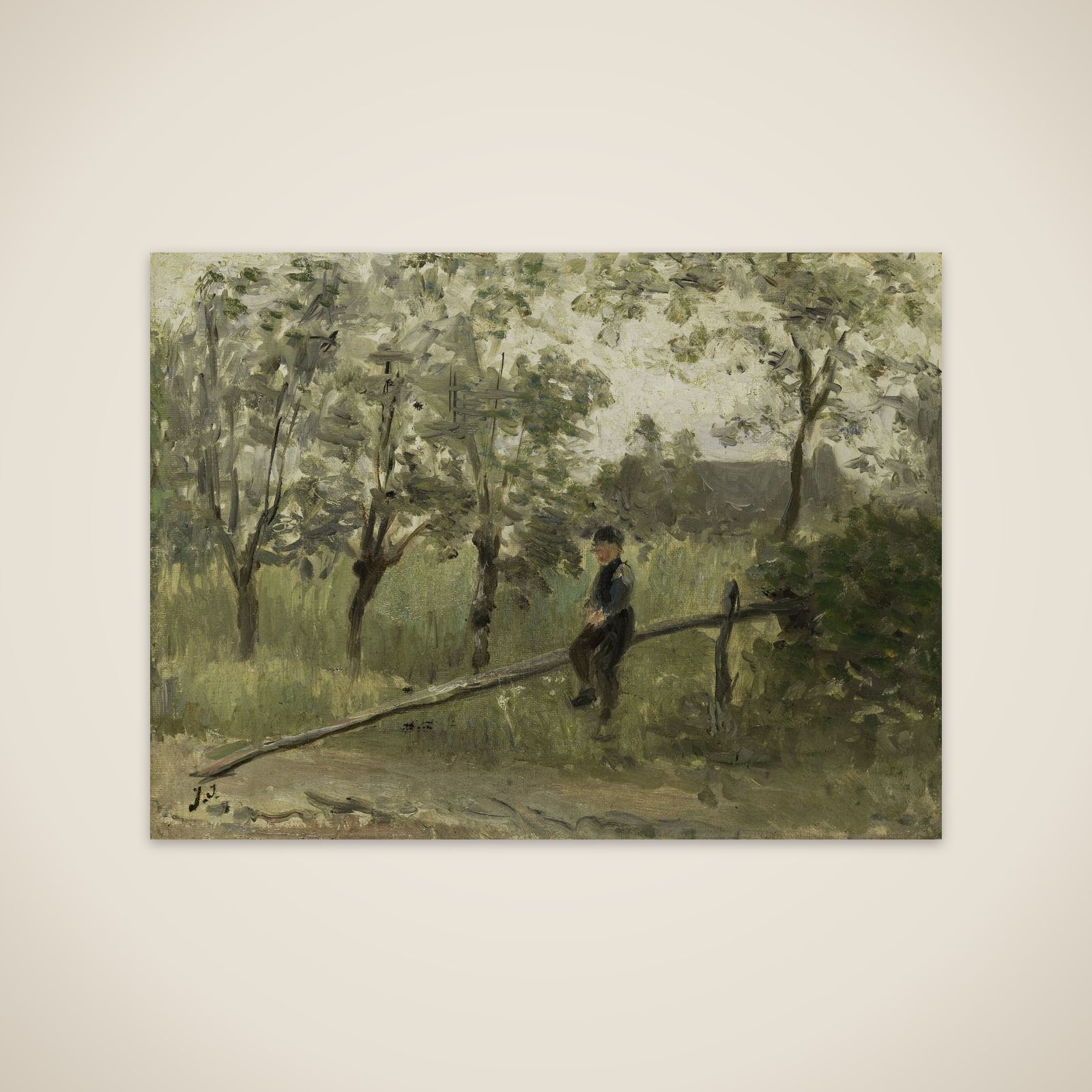 Country Boy on a Pole Barrier unframed print