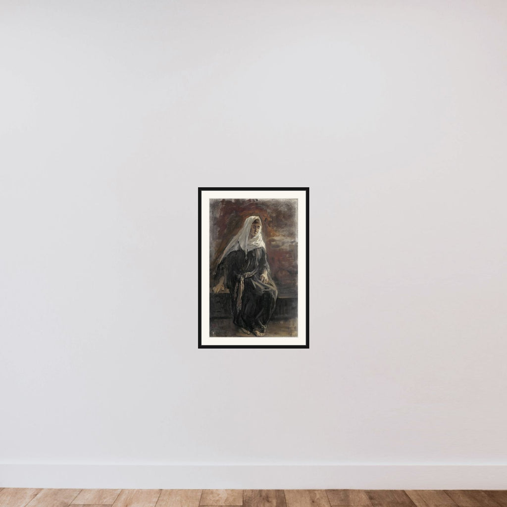 Woman Sitting framed — shown to scale