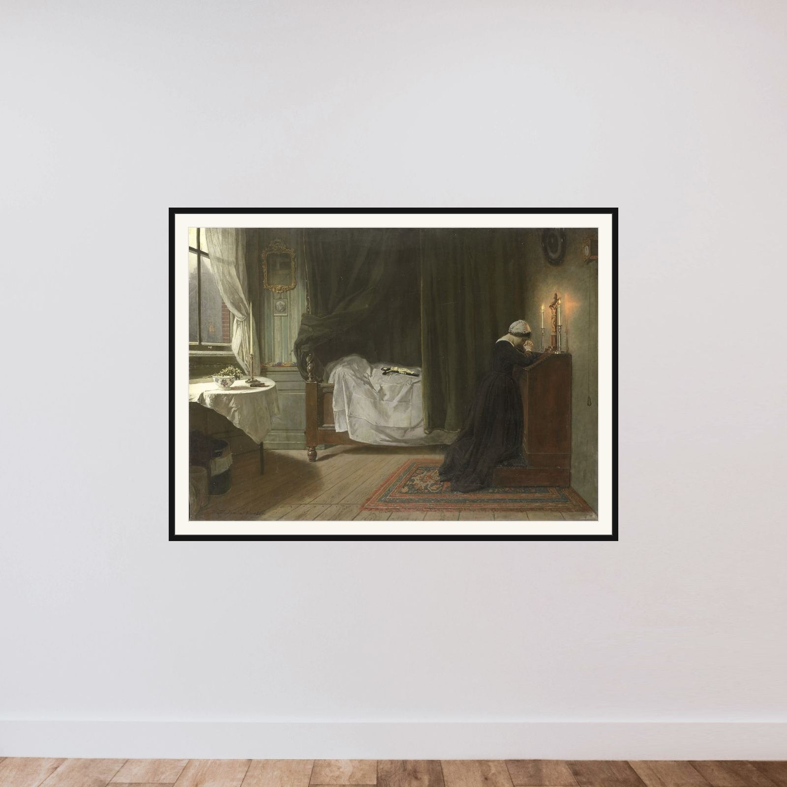 Prayer for the Deceased framed — shown to scale