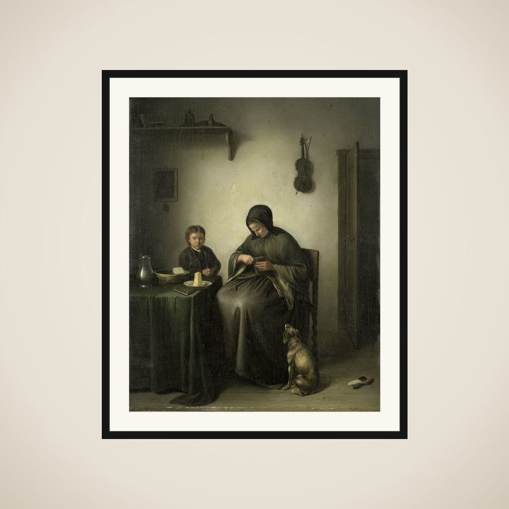 A Woman Slicing Bread framed