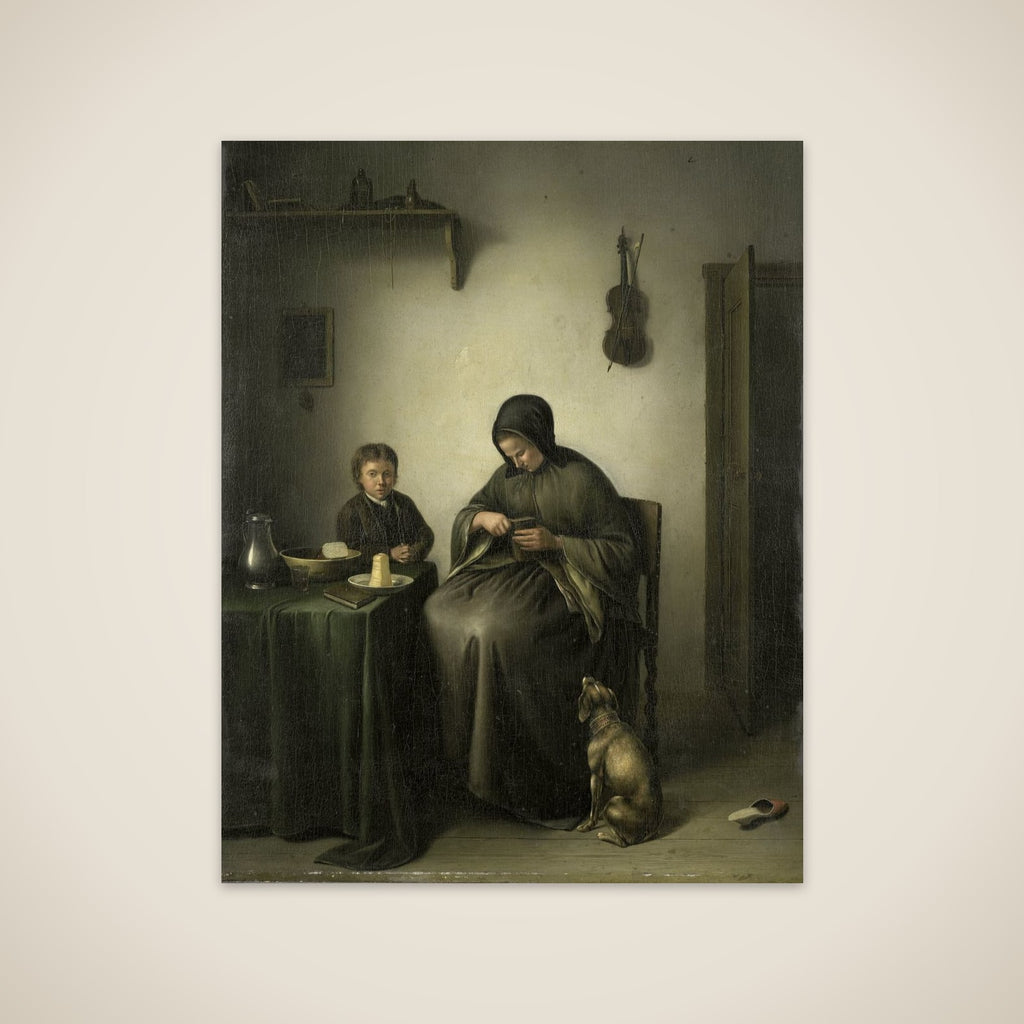 A Woman Slicing Bread unframed print