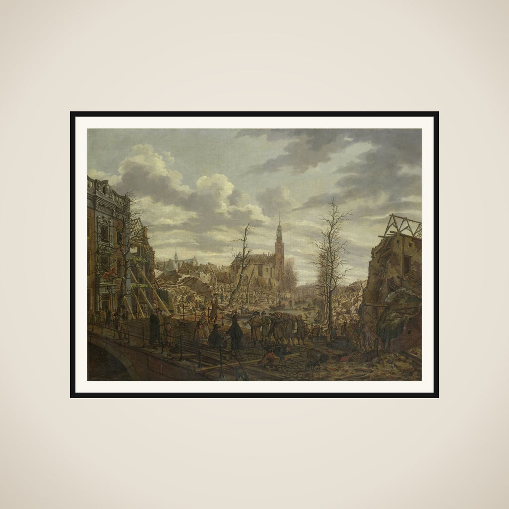 The Rapenburg, Leiden, three Days after the Explosion of a Powder Ship on 12 January 1807 framed
