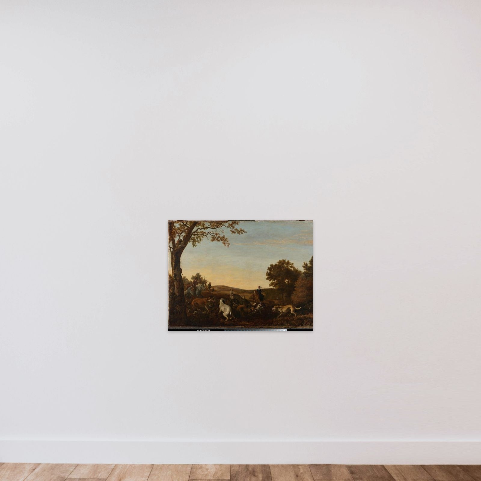 The Fox Hunt unframed — shown to scale