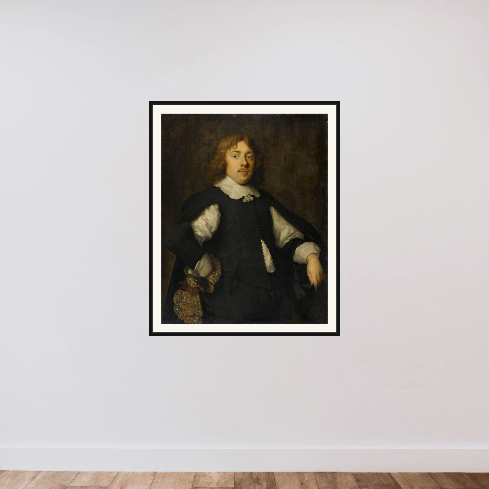 Portrait of Joan Pietersz Reael (1625-59) framed — shown to scale