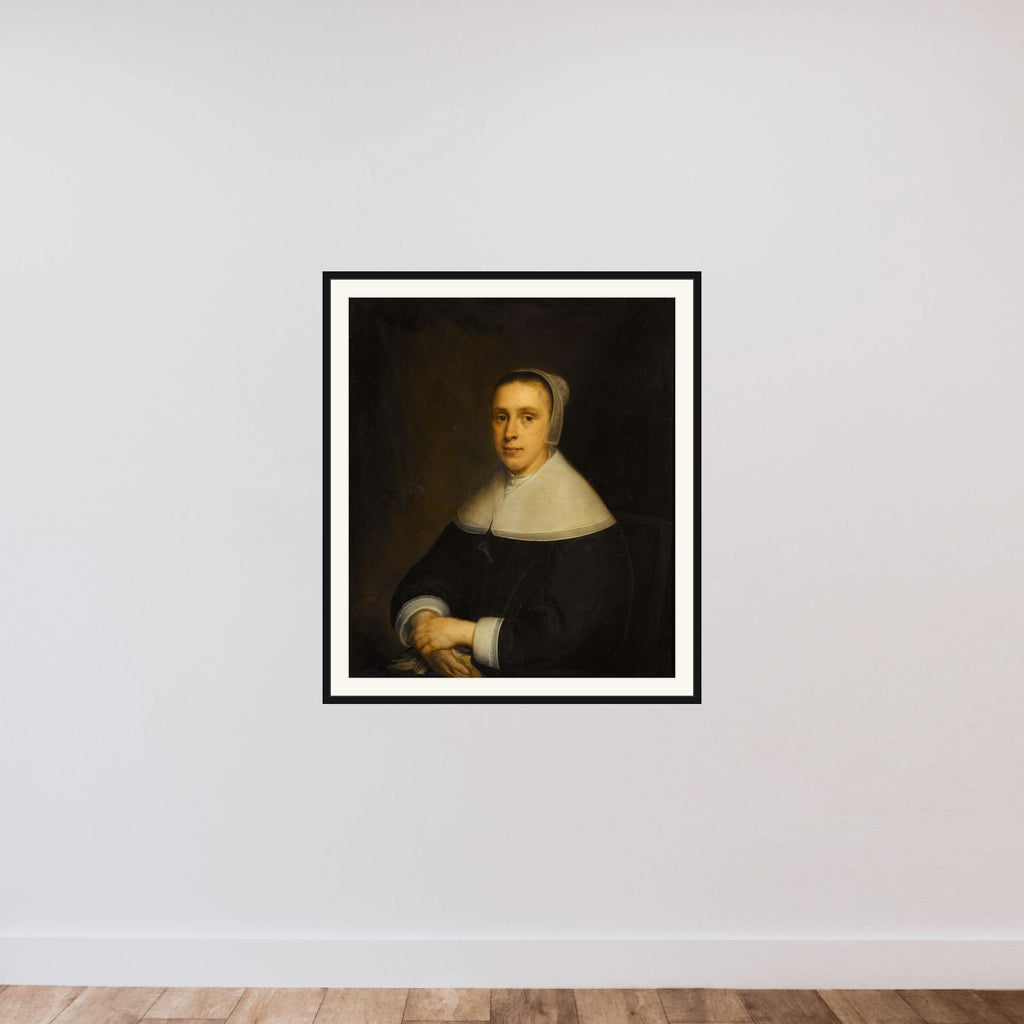 Portrait of Elisabeth Vervoorn (1617-73), Wife of Johan van Someren framed — shown to scale