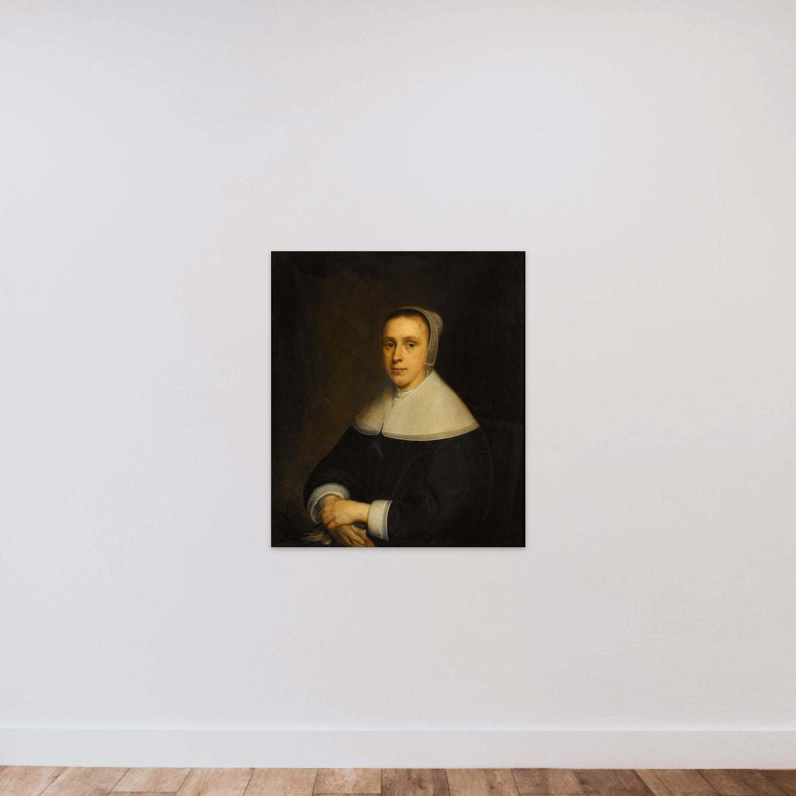 Portrait of Elisabeth Vervoorn (1617-73), Wife of Johan van Someren unframed — shown to scale