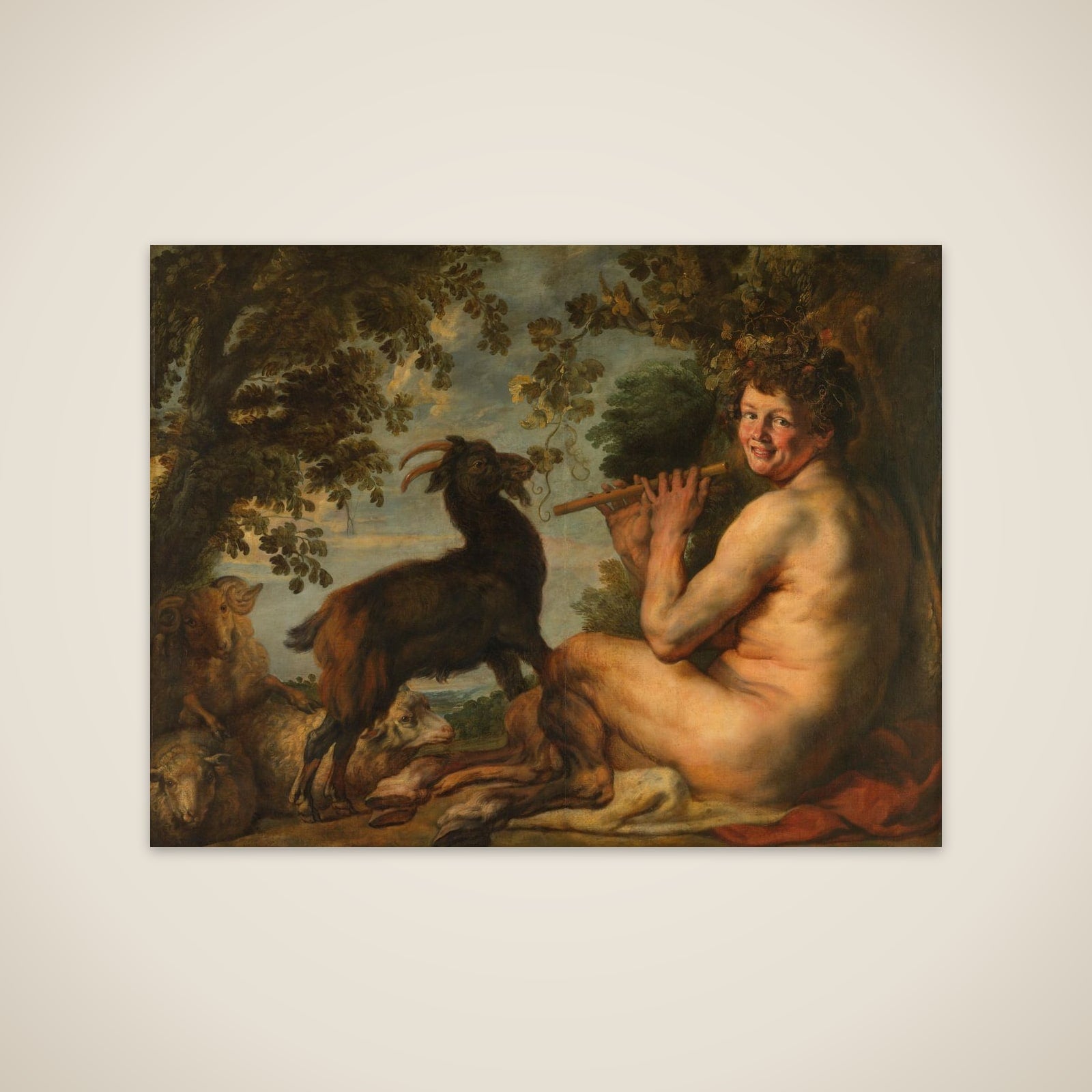 Pan Tending his Flock unframed print