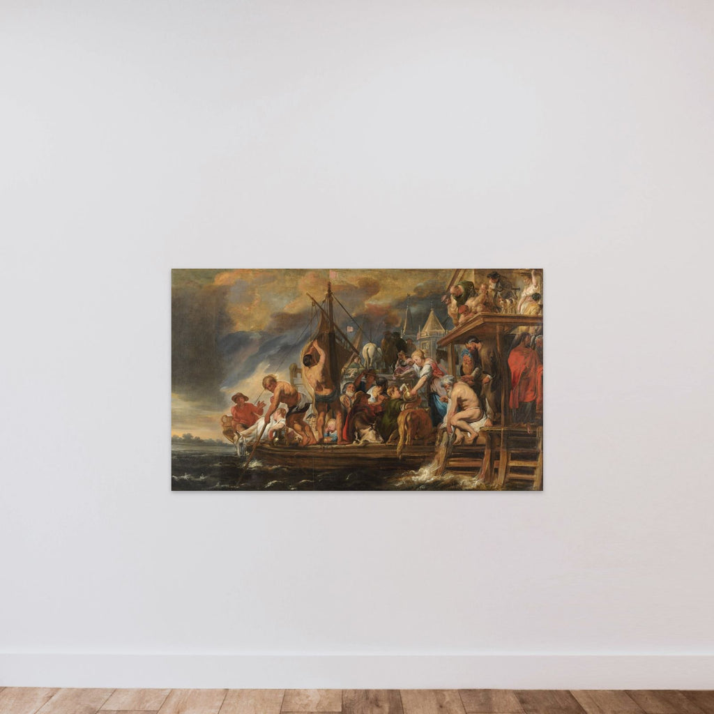 A Ferry Departs as St Peter Finds a Coin in the Mouth of a Fish unframed — shown to scale