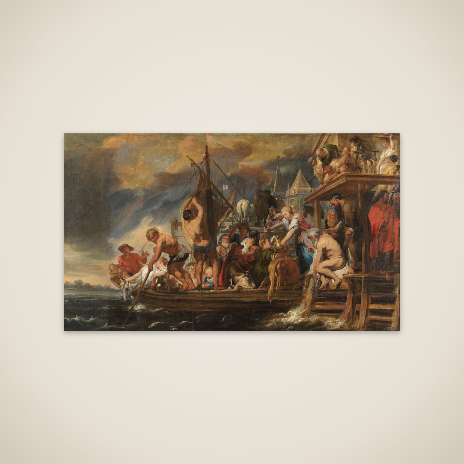 A Ferry Departs as St Peter Finds a Coin in the Mouth of a Fish unframed print