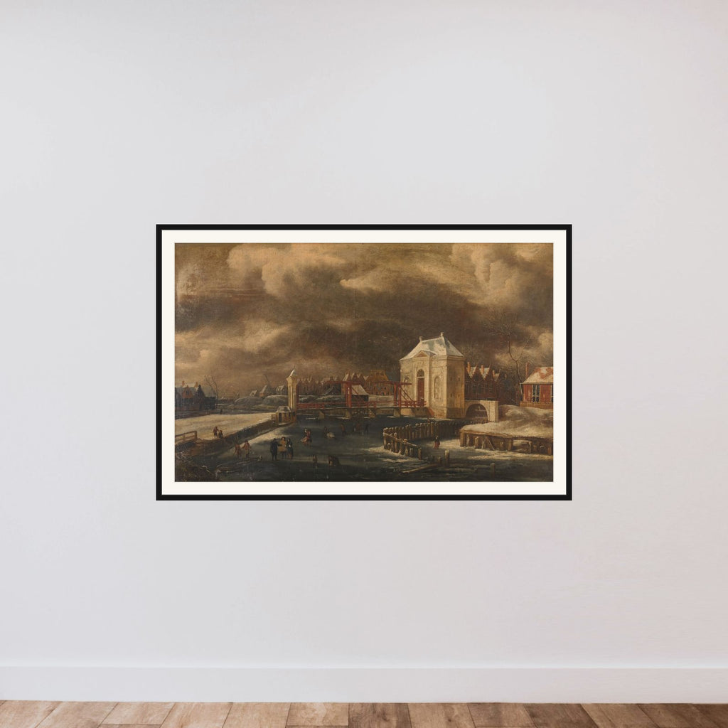 The Heiligewegspoort, Amsterdam, in Winter framed — shown to scale