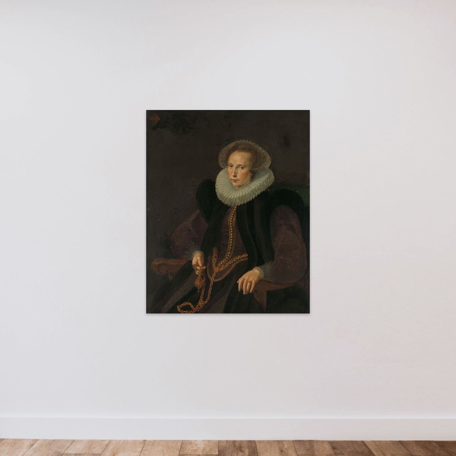 Griete Jacobsdr van Rhijn (1585-1652), Wife of Jacob Cornelisz Banjaert, called van Neck unframed — shown to scale