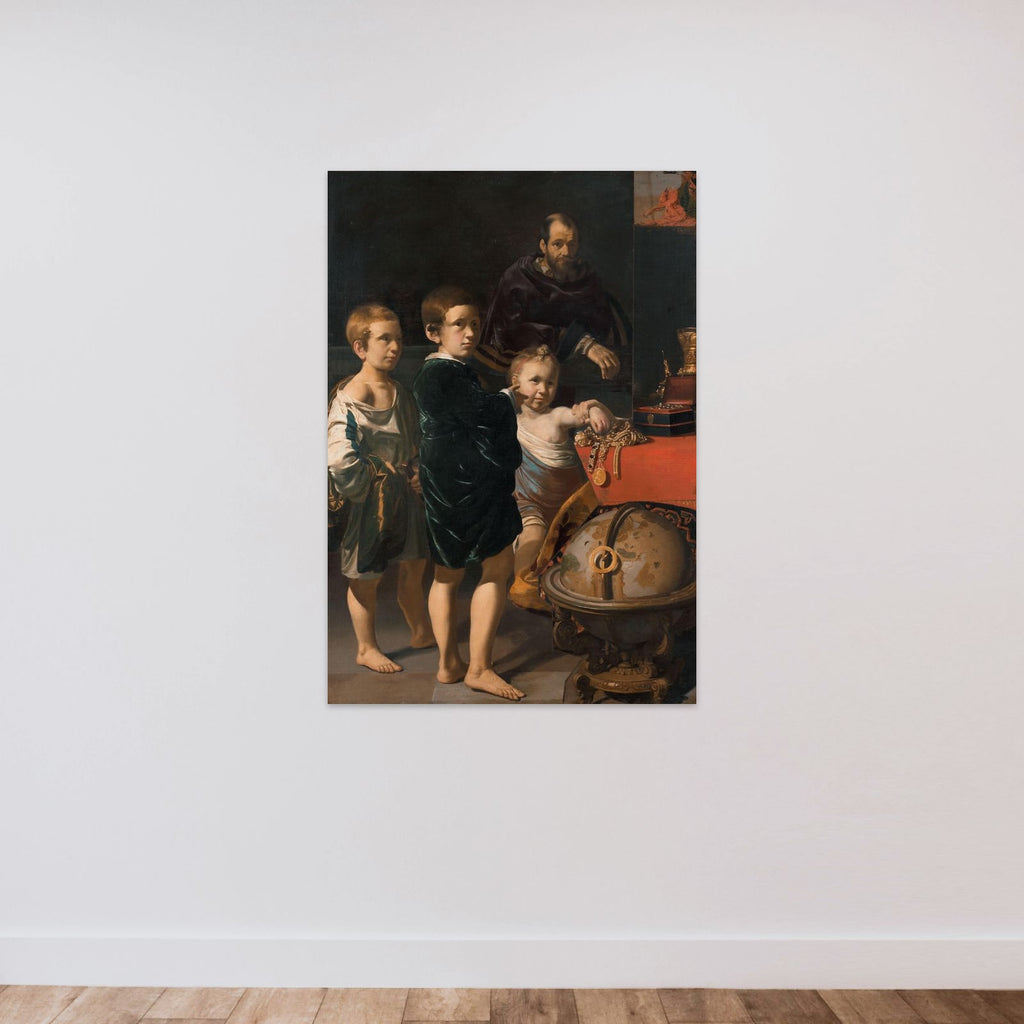 Portrait of Three Children and a Man unframed — shown to scale