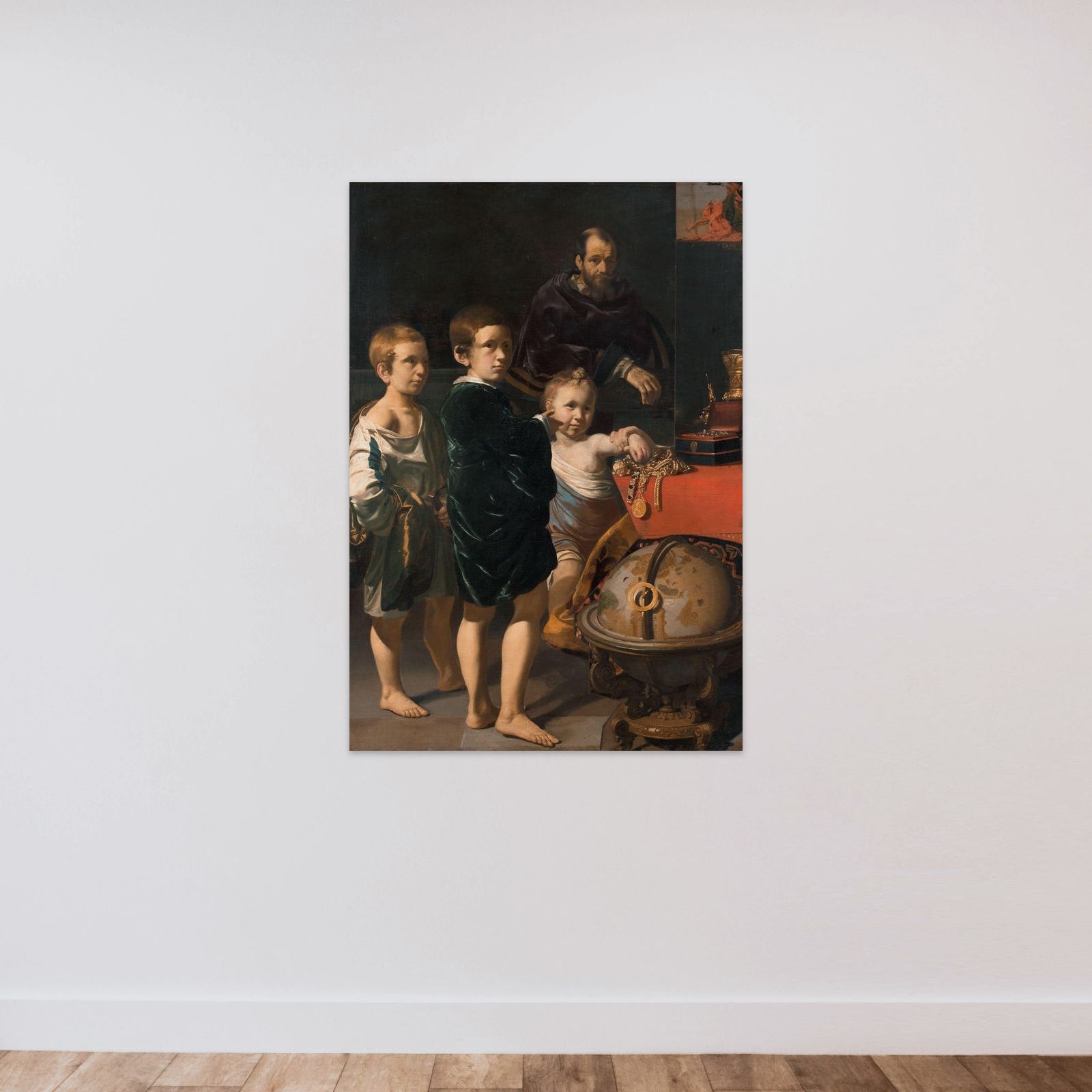 Portrait of Three Children and a Man unframed — shown to scale